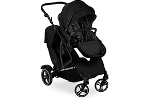 hauck Duett 4 Carrito Bebe Gemelos Reclinable - Carro Doble para 2 Niños - Silla de Paseo Gemelar incl. Cubrepiés y Burbuja de Lluvia - Negro