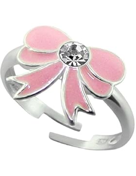 So Chic Schmuck - Verstellbarer Kinderring Band Pink Kristall Weiß Sterling Silber 925