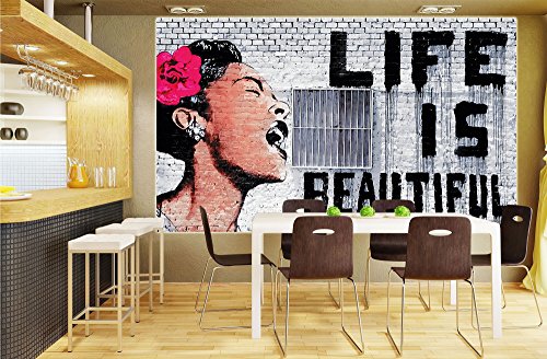 Poster Banksy Graffiti Künstler Wandbild Dekoration Life is Beautiful Pop Art Street Style Street Art Stencil Straßenkünstler | Fotoposter Wanddeko Bild Wandgestaltung by GREAT ART (140 x 100 cm) - 6