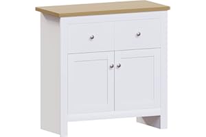 Vida Designs Arlington Sideboard, Buffet Table, Cupboard Cabinet Engineered Wood (White & Oak, 2 Drawer 2 Door)