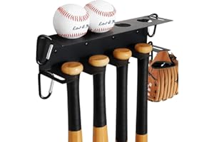JUMRHFAN Baseball-Aufbewahrungsregal zur Wandmontage, robuster Schlägerhalter aus Metall, Organizer für Sportgeräte zur Präsentation von Schlägern und Bällen zu Hause oder im Baseballstadion (schwarz)
