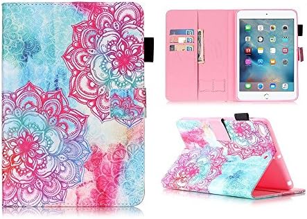 SD and SIM Card Holder Slots with Stand Magnetic Flip PU Leather + TPU Back Cover Case for iPad Pro 9.7 (Smaller version iPad Pro, iPad 7). Holder to fit Apple iPad Pro 9.7. Flip Cover and Folding Stand. Internal Storage for Cards, Money SD and Sim card. Card Pockets. Pretty Stylish Fashionable Pattern Design to fit iPad Pro 9.7. Fashion Accessory to make your iPad Pro 9.7 Stand out. Beautiful, Useful, Practical, Portable Holder Magnetic Clasp. Double Flowers Blue Pink White Etch