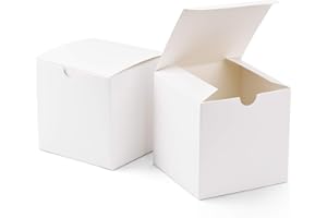 Switory Gift Boxes - 50 Pc, 10x10x10cm Kraft Paper Present Boxes with Lids for Crafting, Cupcake, Wedding Favor, Gift Ornaments, Easy Assemble
