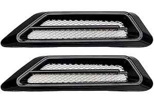 Slakerbe 1 paio di prese d'aria per auto, decorazione esterna, prese d'aria universali, presa d'aria, griglia di ventilazione, cofano, adesivo decorativo, colore nero