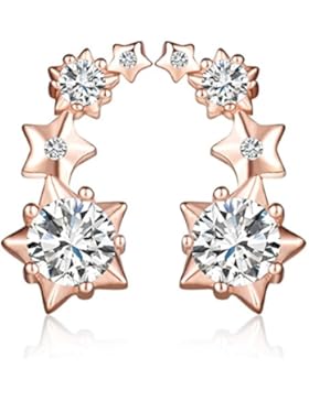 Unendlich U Elegant Sterne Damen Ohrstecker 925 Sterling Silber Zirkonia Ear Cuff Ohrringe Ohrhänger Ohrklemme...