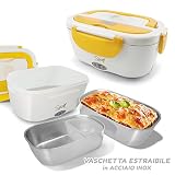 'Spice – Fiambrera eléctrica modelo 'AMARILLO INOX' con Bandeja extraíble acero inoxidable portátil, Táper, Recipiente de comida térmico