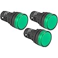 Royal Apex LED Pilot Panel Indicator Lamp | LED Voltage Indication Panel Light Warning Light (Pack of 3, Green)