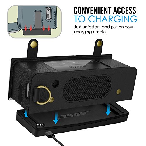 MoKo Bose SoundLink Mini / Mini II Bluetooth Lautsprecher Hülle Abdeckung, Premium PU Leder Schutzhülle Case mit Handschlaufe/Karabiner für Bose SoundLink Mini 1/2 Bluetooth Wireless Speaker, Schwarz - 6