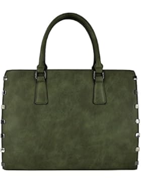 CRAZYCHIC - Damen Mode Handtasche mit Gold Platten - Large Tote Shopper - Größe Format Henkeltasche - Leder imitat...