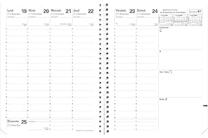 Quo Vadis - Recharge Agenda - Spiralé - 2026 - Président S - Semainier Planning - Français - 13 mois de décembre à décembre - 21x27 cm - Papier Clairefontaine blanc - Fabrication française