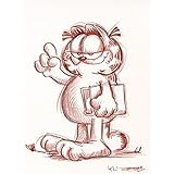 Original Rötelzeichnung auf Zeichenkarton: Garfield / 24x32 cm