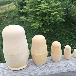 19Kenbeton Wooden White DIY Hand-painted Russian Doll,Educational Toys,Development Intelligence DIY Toys for Kids and Parents Indoor or Lawn New Year's Gift,5Pcs one color