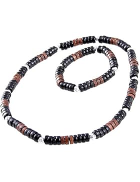 Halskette und Armband mit Echtholzperlen im Surfer Style