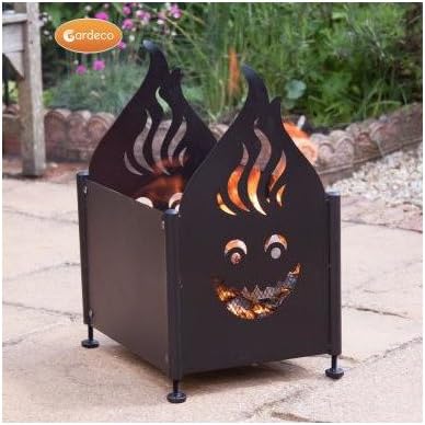 Gardeco Wacky Funny Rectangualr Fireplace with Flame Cut Outs - Black