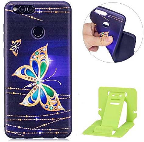 Case for Huawei Honor 7X, Huawei Honor 7X Black Silicone Cover, Ekakashop Fashion Funny Cute Colourful Flower Animal Pattern Ultra Slim Thin Clear Anti-Scratch Shockproof Back Case Soft TPU Silicone Case Cover for Huawei Honor 7X with Kickstand (color random), Butterfly