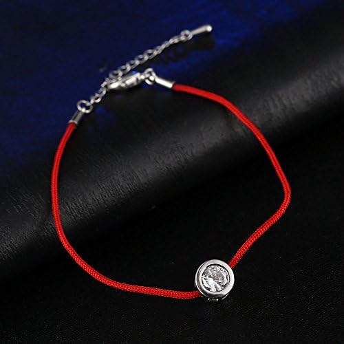 Lucky Red line bracelet against evil eye with 6mm Round Cubic Zircon Charm