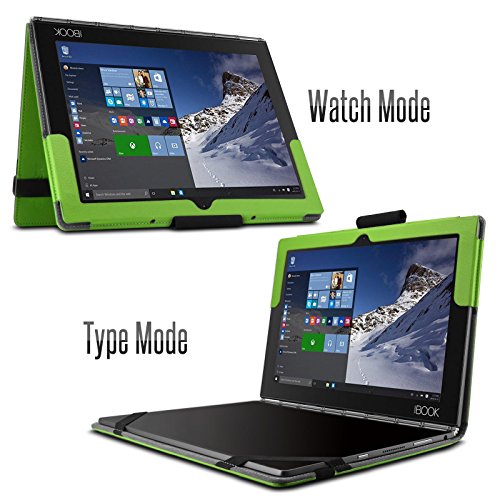 Lenovo Yoga Book Hülle Case, Infiland Slim Fit Folio PU-lederne dünne Kunstleder Schutzhülle Cover Tasche für Lenovo Yoga Book 25,65cm (10,1 Zoll Full HD) 2-in-1 Tablet PC(mit Auto Schlaf / Wach Funktion, Tablet und Tastatur sind nicht entgehaltet)(Grün) - 5