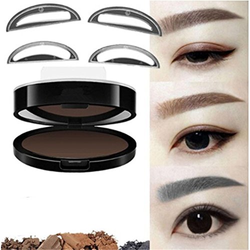 HENGSONG Eyebrow Stamp Powder Perfect Eyebrow Power Seal Nature Eye Brow Powder Cosmetic Kit (Dark brown)