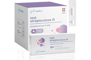 Gef Medica - Test Streptococco Rapido in meno di 5 Minuti - Tampone Faringeo con Abbassalingua Incluso - Gef + Medica Kit per Rilevazione Streptococco Gruppo A