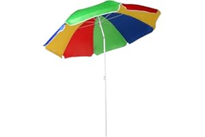 Nalu 5.3ft/1.6m Garden Beach Patio Tilting Tilt Multi coloured Umbrella Parasol Sun Shade Protection UPF40
