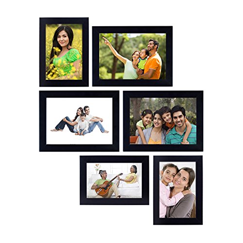 Amazon Brand - Solimo Collage Photo Frames (Set of 6, Wall Hanging),Black