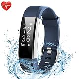 Fitness Tracker, Ginsy Activity Tracker Armbanduhr mit Slim Touch Bildschirm Armbänder, tragbar Smart Armband Schrittzähler Schlaf Monitor für Android und IOS (Blau)