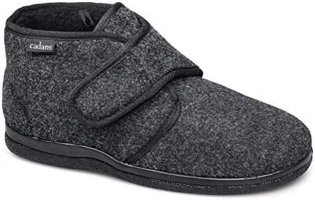 Papa Jams BENTLEY Mens Faux Fur Wide Velcro Bootie Slippers Grey 41