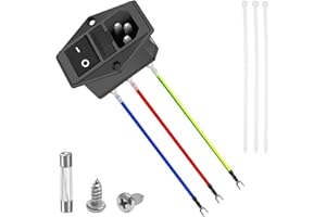 MKBKLLJY Einlassmodulstecker Stecker Stromsteckdose 3D-Drucker Arcade-Netzschalter 10A 250V AC Wippschalteradapter Stromanschluss 3-polig AC-14-F16A