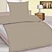 Produktbild 4 teiliges Set Mikrofaser Seersucker Sommer Bettwäsche Standardgröße 135x200 + 80x80cm einfarbig bügelfrei , Farbauswahl:Stone