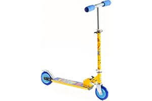 ODS -42032 Hot Wheels Trottinette Hauteur réglable 80 cm, Roue arrière avec Frein, 100% Acier, Charge maximale 50 kg, Couleur Jaune, 4 +, 42032
