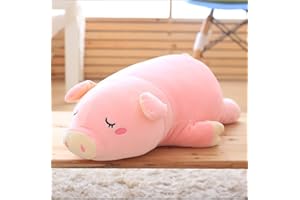 NatureMan Cuscino in peluche a forma di maialino, rosa, morbido, da abbracciare, divertente, simpatico maialino, giocattolo per Natale, compleanno, fidanzata, regalo (55 cm)