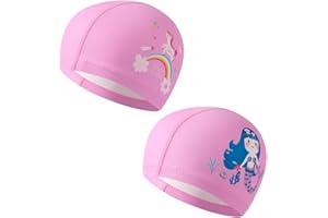 SURALIN Cuffia da Nuoto per Bambini Confezione da 2 Cuffia Piscina Neonato Cuffia da Nuoto Impermeabile per Capelli Lunghi Cuffia Piscina Bambina