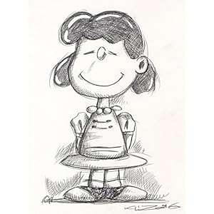 Original Kreidezeichnung auf Zeichenkarton: Peanuts Lucy van Pelt / 24x32 cm