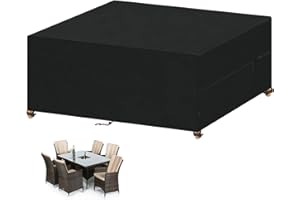 VANSHEIM Garden Furniture Covers Waterproof Outdoor Furniture Covers for Outside Table Cover for Garden Furniture Cover Outdoor Furniture Set Covers Anti-UV 420D Oxford Fabric 210x140x80cm