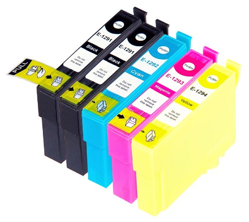 5 Multipack XL Epson T1295 Patronen Kompatible. 2 schwarz, 1 cyan, 1 magenta, 1 gelb für Epson Stylus Office B42WD, BX305F, BX305FW, BX305FW Plus, BX320FW, BX525WD, BX535WD, BX625FWD, BX630FW, BX635FW