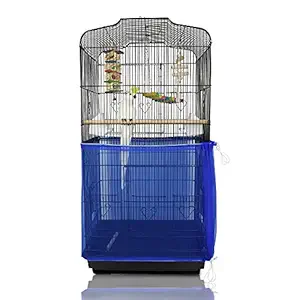 ASOCEA Extra Large Bird Cage Seed Catcher Seeds Guard Skirt Birdcage Nylon Mesh Netting Parrot Parakeet Round Square Cage - Blue (Not Include Birdcage)