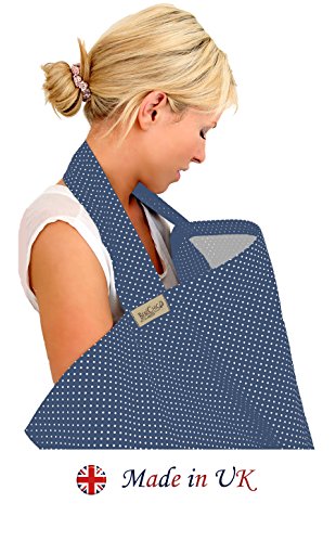 BebeChic * Top Quality 100% Cotton * Breastfeeding Covers * Boned Nursing Tops - with Storage Bag - deep cornflower / white dot