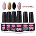 CLAVUZ Gel Nail Polish Set Soak Off Nail Starter Kit 4pcs with 9W UV LED Nail Light Dryer with Top and Base Coat plus Nail Art Manicure Tools DIY at Home