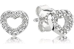 Pandora Timeless Srebrne kolczyki wkrętki z cyrkonią, otwarte serca