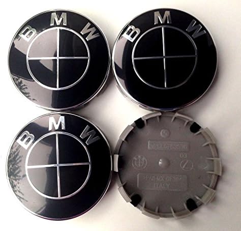 B M W set of 4 black alloy wheel centre caps 10 pin clips 68MM fits Series 1 2 3 5 6 7 8 Z3 Z4 M3 M5 M6 X1 X3 X5 X6 E30 E32 E34 E36 E38 E39 E46 E60 E65 E90