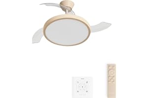 CREATE / WIND CLEAR STUDIO M/Ventilateur de plafond avec lumière sable avec commande murale et télécommande / 40W, Ø108 cm, pales rétractables, 3 températures de lumière, fonction été-hiver