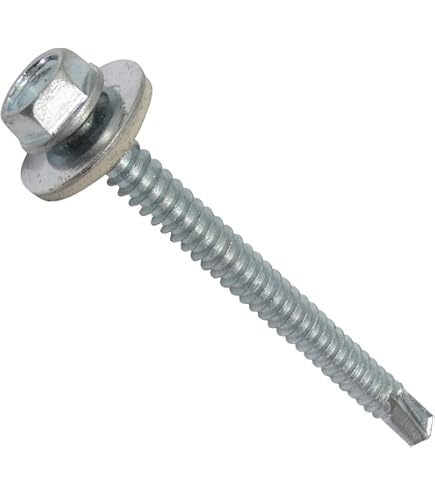 Tornillo Autorroscante Cabeza Hexagonal Con Arandela - Zincado, P-16, Medida 6.3 X 40 Mm, Para Uniones Estancas En Chapa