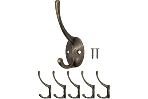 Fuxxer® Lot de 5 crochets en fer antiques pour manteaux - Bronze