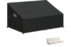 HEIMUNI Garden Furniture Covers Waterproof 3 Seater Deep Seat Outdoor Sofa Cover Garden Seat Covers 420D Oxford Fabric Rattan Patio Sofa Cover with Air Vent Windproof Anti-UV, 225x99x80/40cm