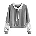 Produktbild SuperSU Elegante Frauen Spitzen Top Langarm Bluse Sweatshirt Pullover Casual Tops Shirt Spitze Damen Lange Ärmel Lose Langarmshirt Mode Oberteile Blusen Tuniken Glockenhülse Oberseiten Hemd