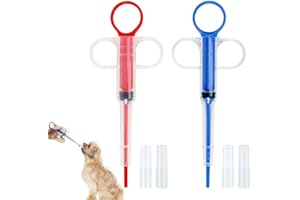 BQRKOTM 2 Stück Tablette Feeder, Medikamenten Feeder, Tabletteneingeber Katzen, Haustier Pusher Spritze, Pille Fütterung Werkzeug Pet, Für Katzen Und Kleine Hunde (Rot Und Blau)