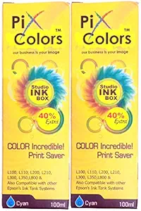 Pix Colors Inkjet Printer Cyan Ink (100mlx02 Botel)