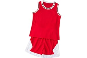 TENHCREEK Kids Basketball Kit, 2-Piece Kids Basketball Jersey Vests, Basketball Outfit Boy Shirt, Training Basketballs Kit for Boys, Sleeveless Basket Ball Top and Short Set for 4-14 Years Old Boys Kid Gifts