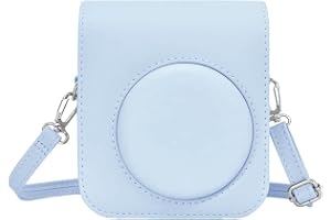 ASFWAGQ Omedelbar kamera väska kompatibel med Instax Mini 12/11/9/8 PU läder omedelbar kamera resväska med axelrem och väska
