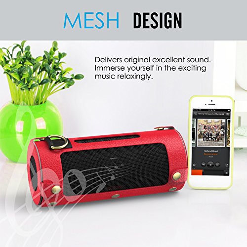 MoKo JBL Flip 3 Lautsprecher Hülle Abdeckung, Premium PU Leder Schutzhülle Tasche Case mit Handschlaufe und Karabiner für JBL Flip 3 Bluetooth Wireless Speaker, Rot - 5